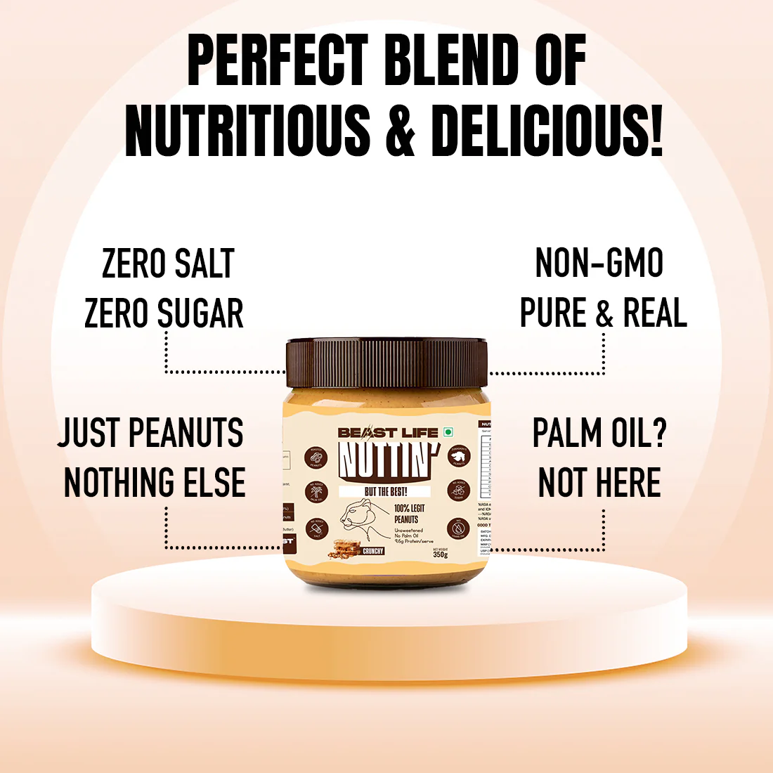 Natural Peanut Butter | Crunchy | 100% Peanuts | No Palm Oil | 350 g - Image 4