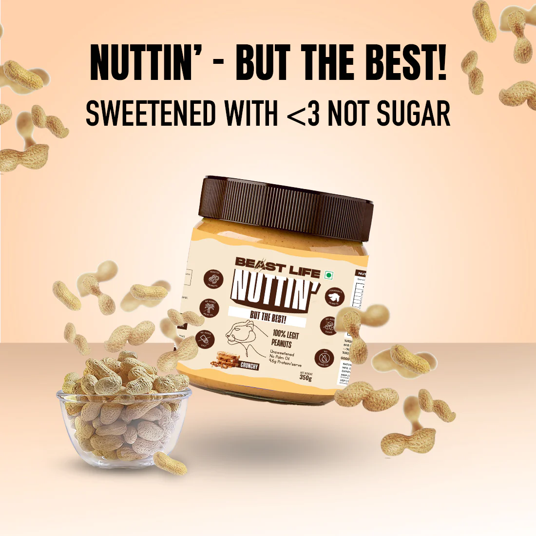 Natural Peanut Butter | Crunchy | 100% Peanuts | No Palm Oil | 350 g - Image 6