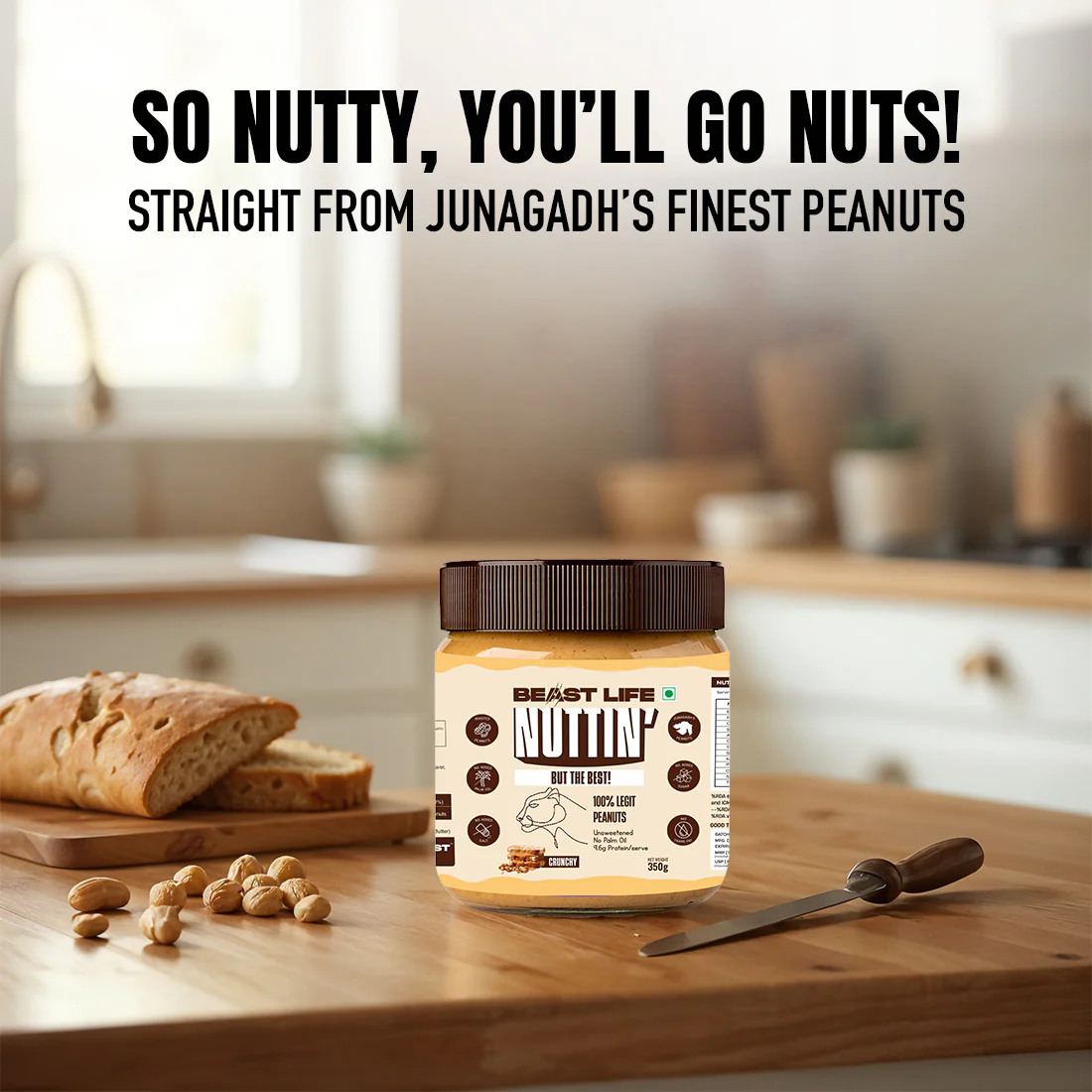Natural Peanut Butter | Crunchy | 100% Peanuts | No Palm Oil | 350 g - Image 7