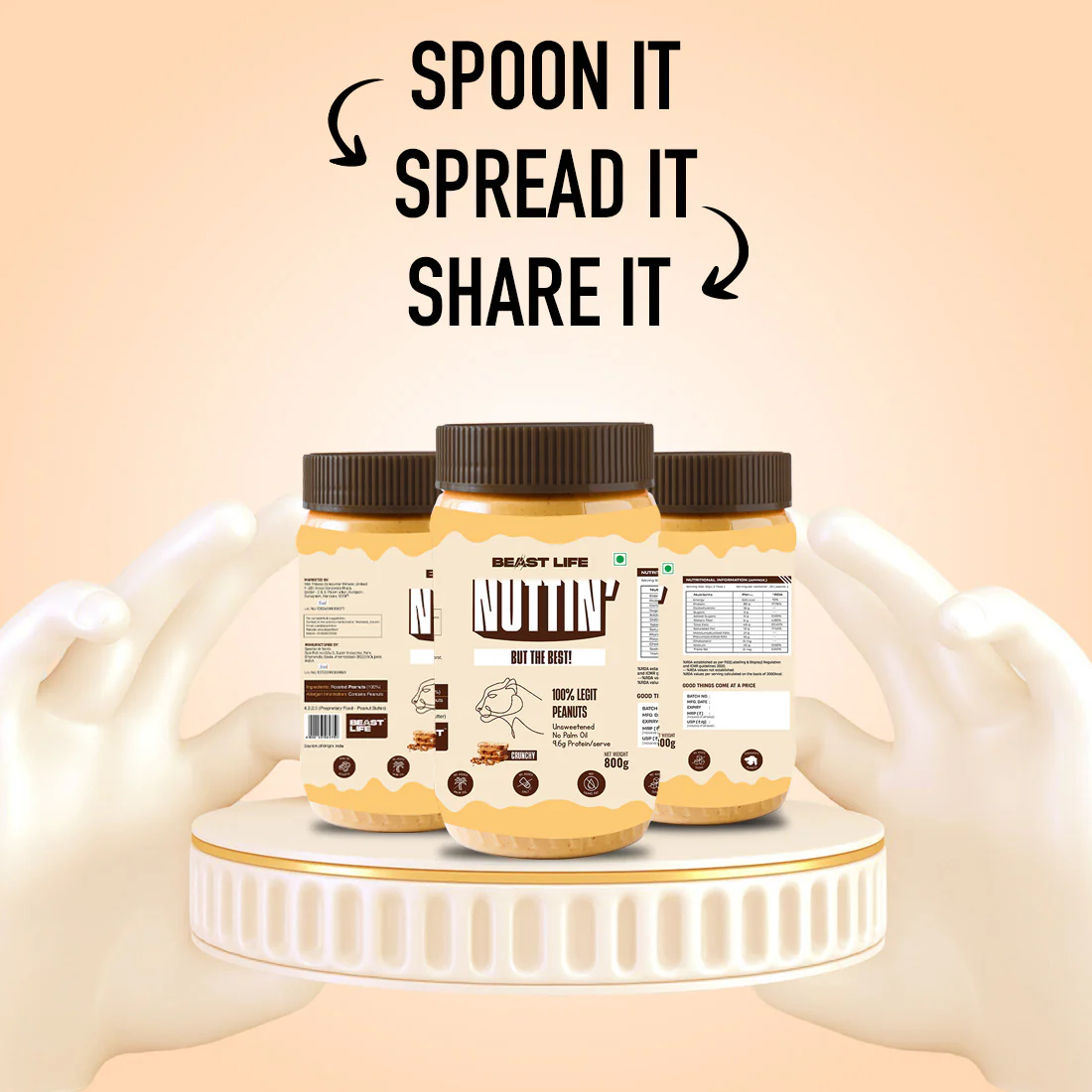 Natural Peanut Butter | Crunchy | 100% Peanuts | No Palm Oil | 800 g - Image 8