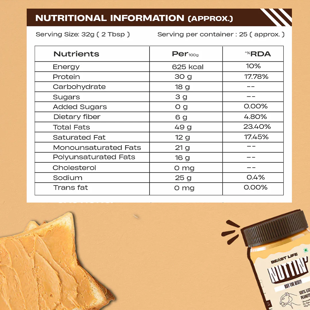 Natural Peanut Butter | Crunchy | 100% Peanuts | No Palm Oil | 800 g - Image 9
