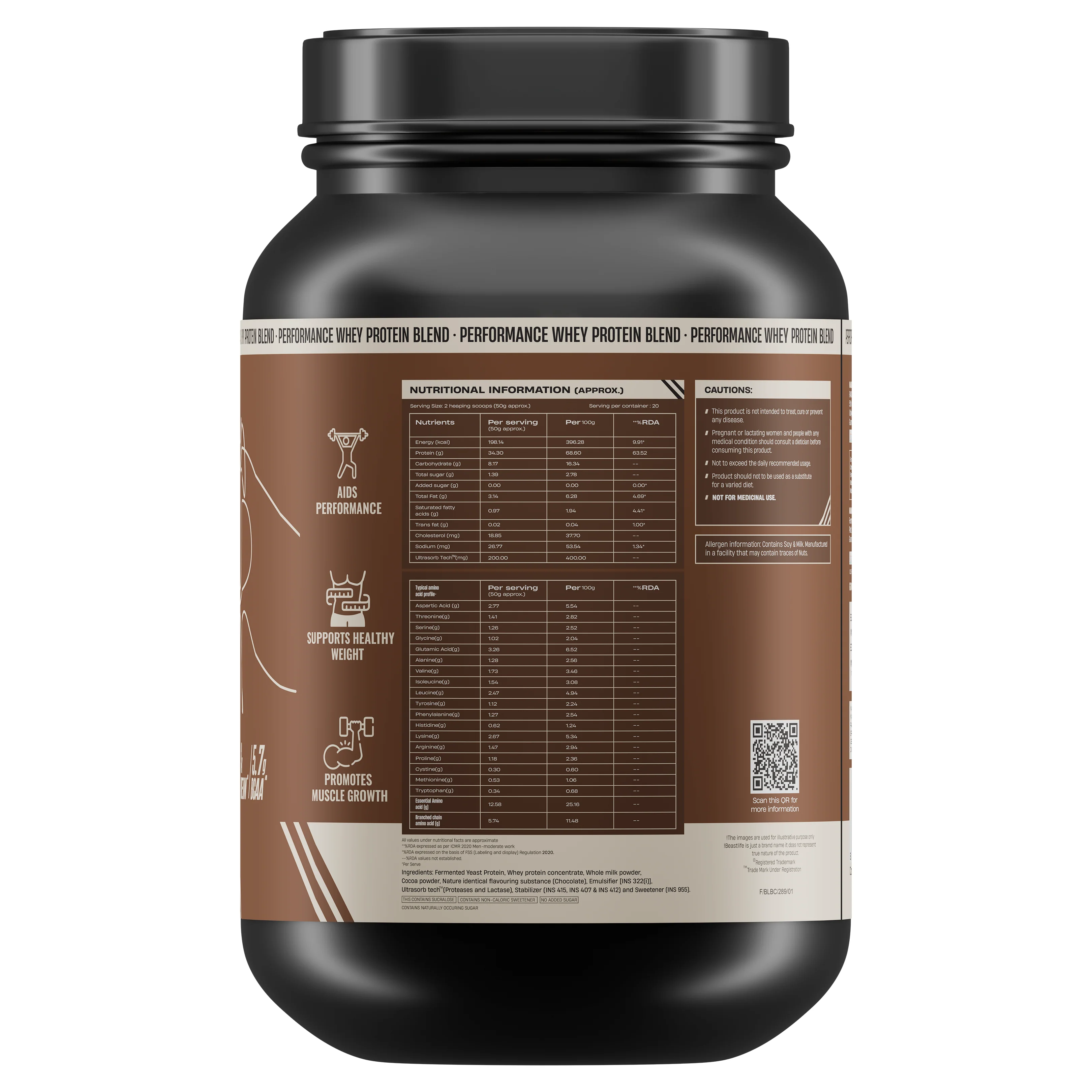 Performance Whey Protein Blend Chocolate 1kg - Image 9