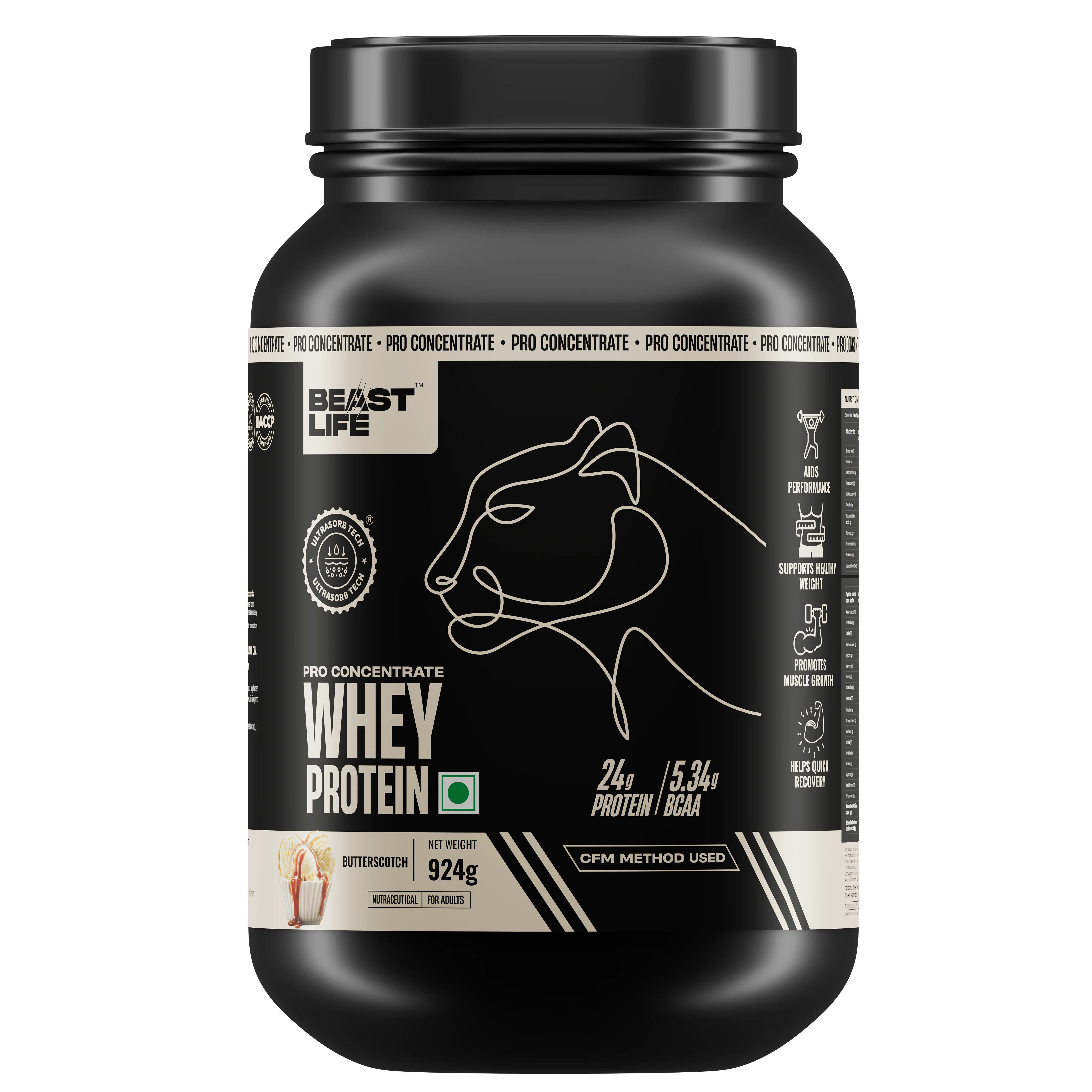 Pro Concentrate Whey Protein with Ultrasorb Tech | Butterscotch | 924 g - Image 8