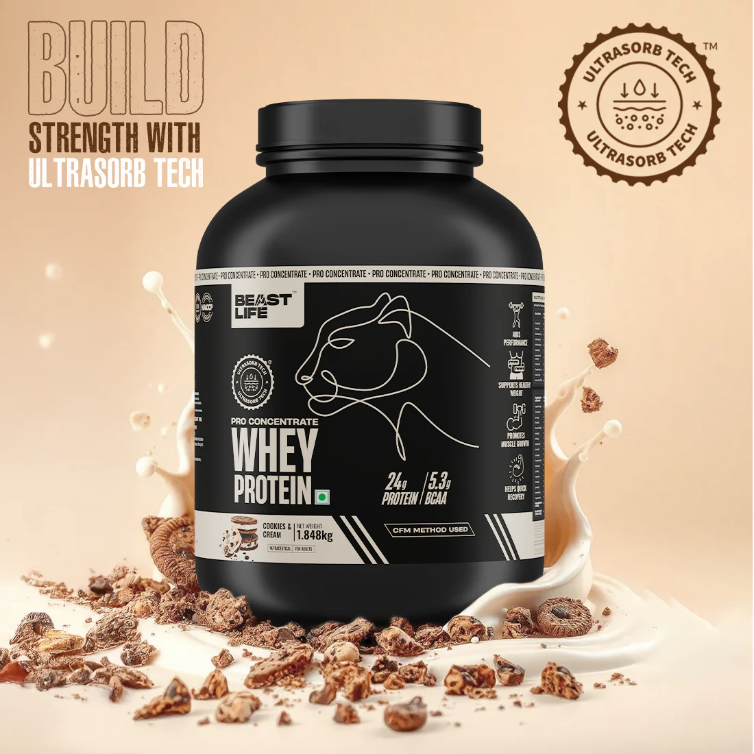 Pro Concentrate Whey Protein with Ultrasorb Tech | Cookies & Cream | 1.848 kg - Image 3