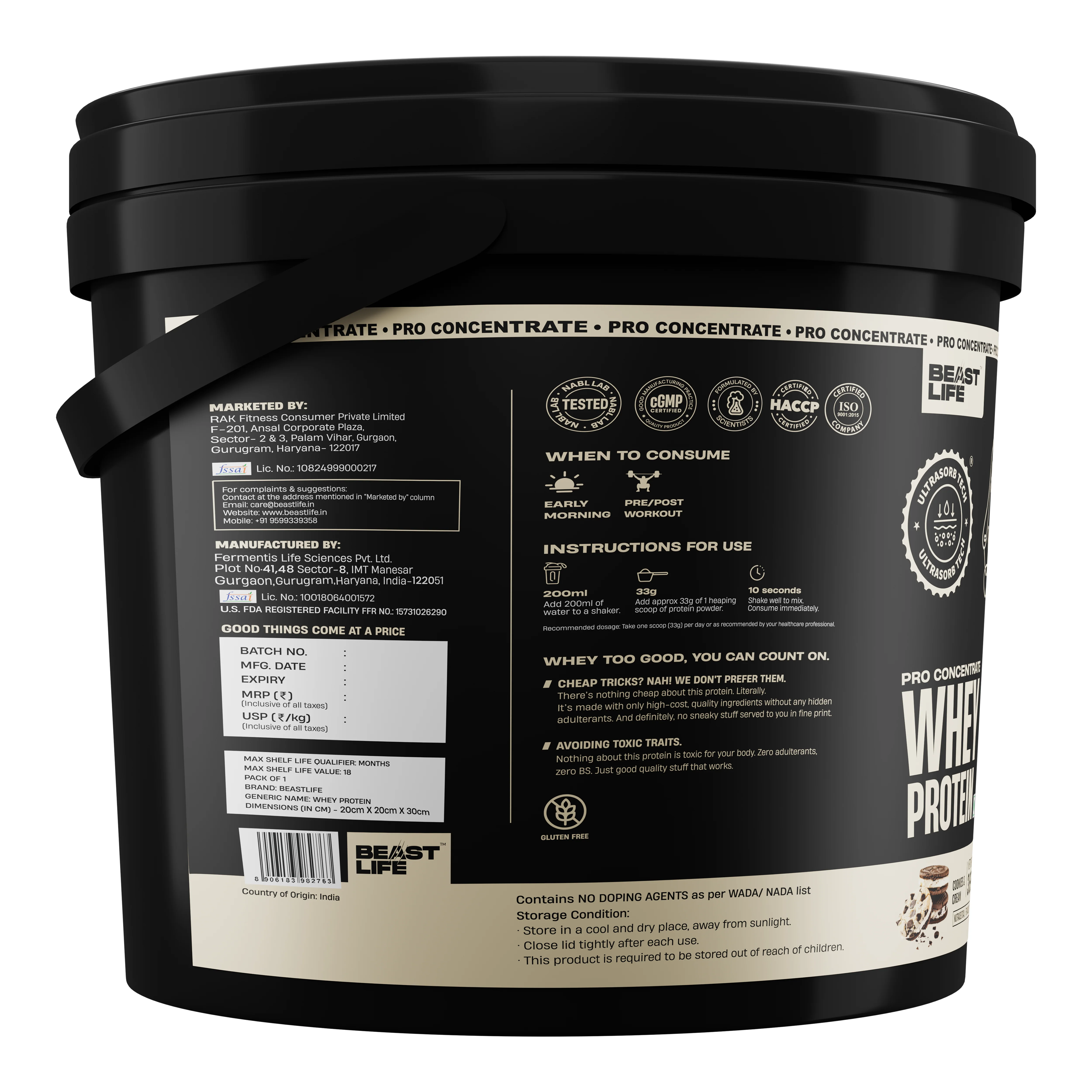 Pro Concentrate Whey Protein with Ultrasorb Tech | Cookies & Cream | 3.696 kg - Image 8