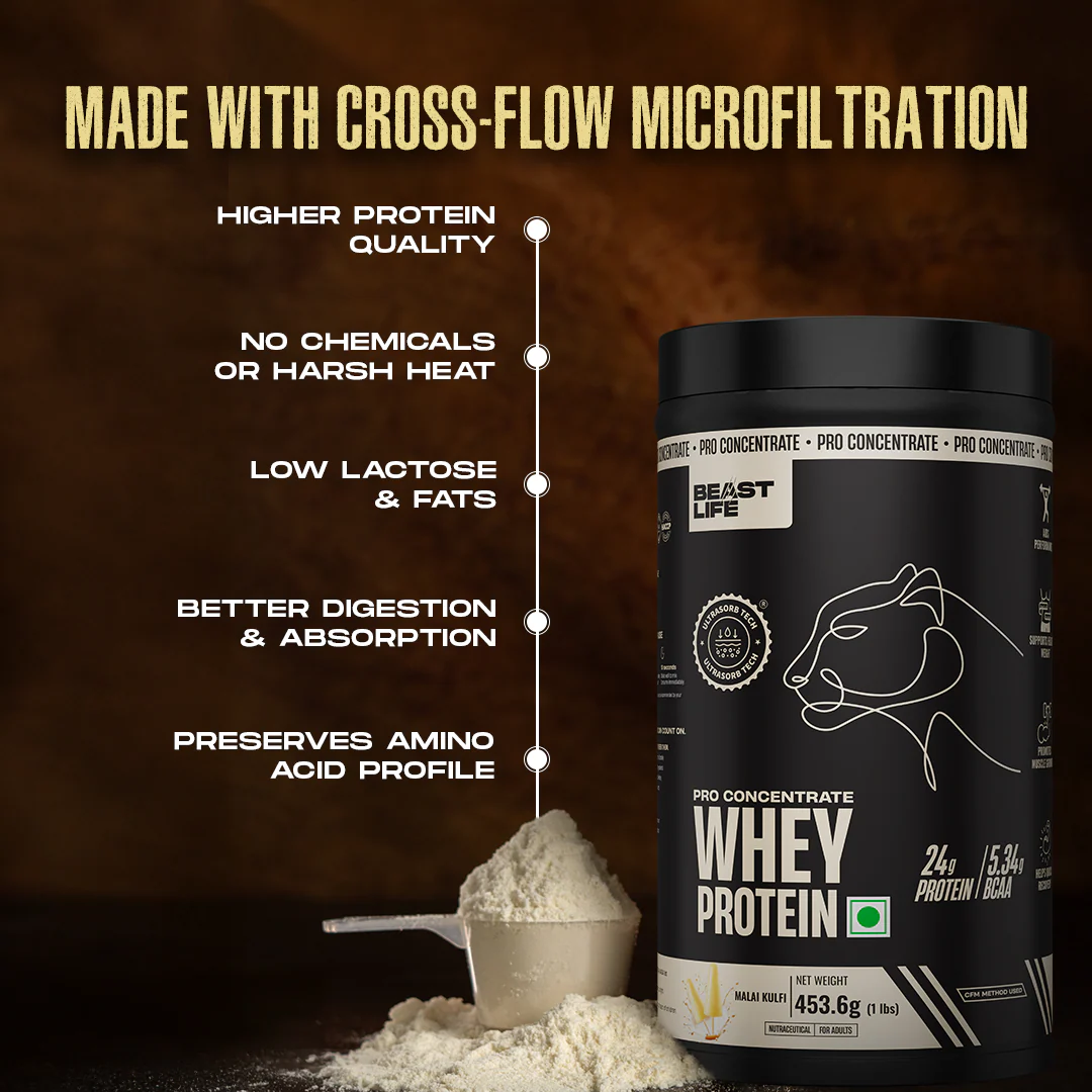Pro Concentrate Whey Protein with Ultrasorb Tech | Malai Kulfi | 453.6 g - Image 4