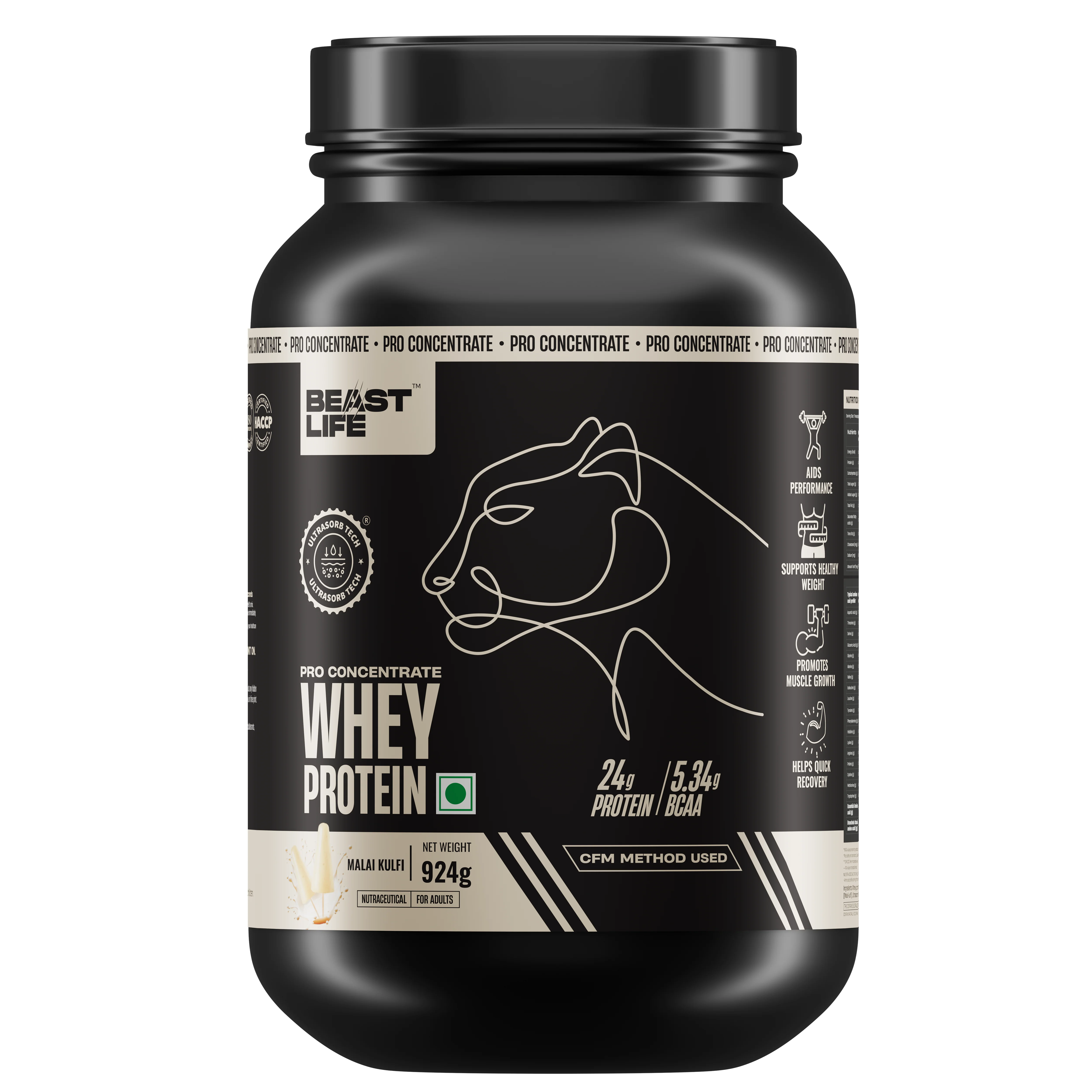 Pro Concentrate Whey Protein with Ultrasorb Tech | Malai Kulfi | 924 g - Image 10