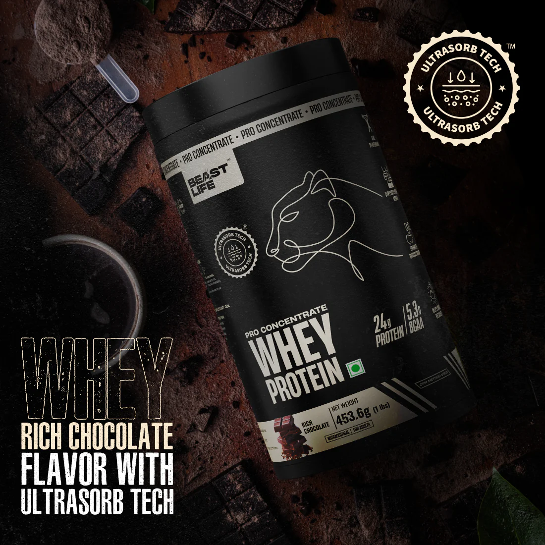 Pro Concentrate Whey Protein with Ultrasorb Tech | Rich Chocolate | 454 g - Image 5