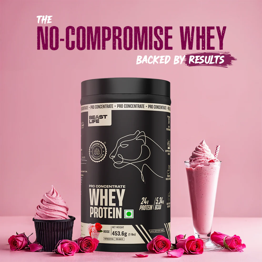 Pro Concentrate Whey Protein with Ultrasorb Tech | Rose | 453.6 g - Image 7