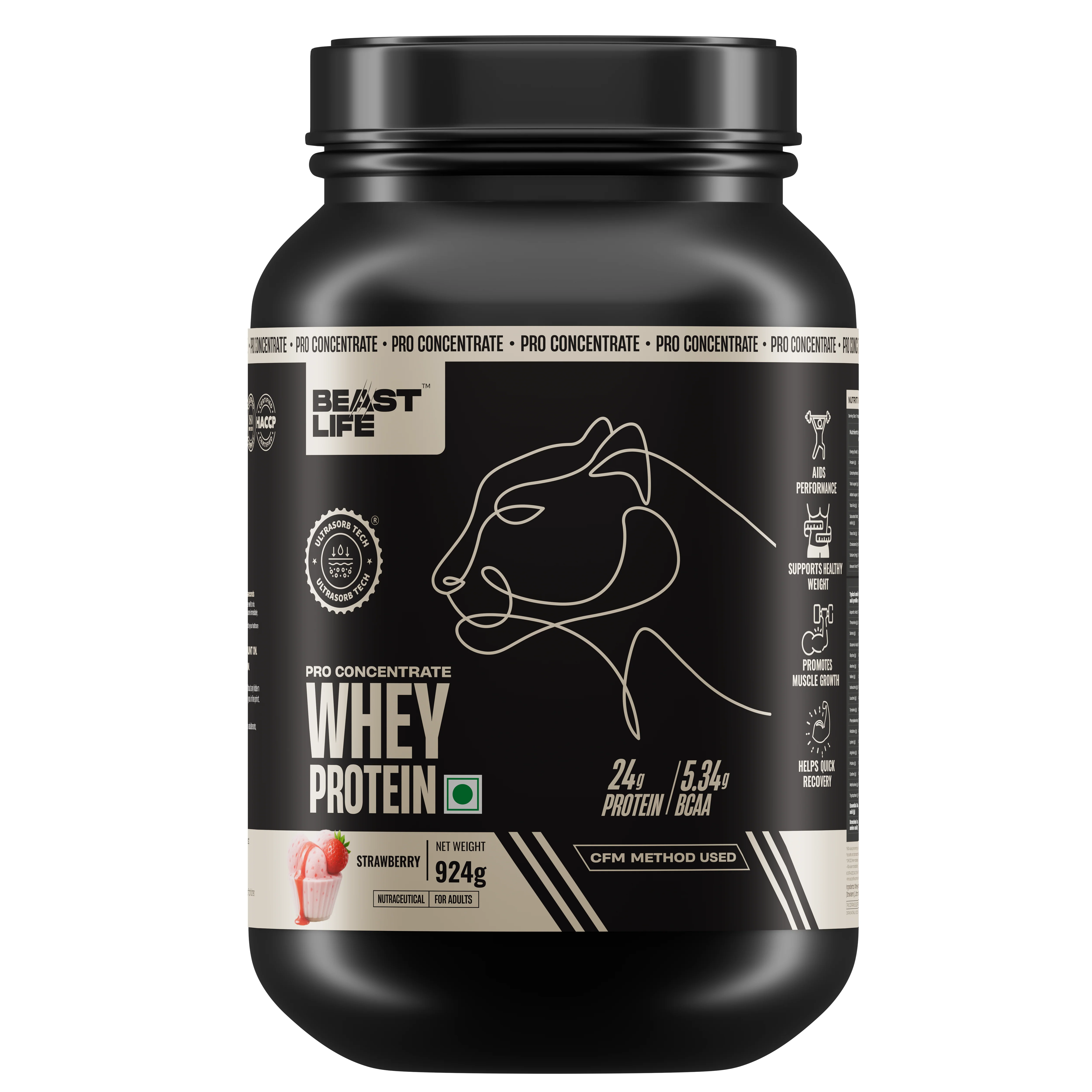 Pro Concentrate Whey Protein with Ultrasorb Tech | Strawberry | 924 g - Image 10