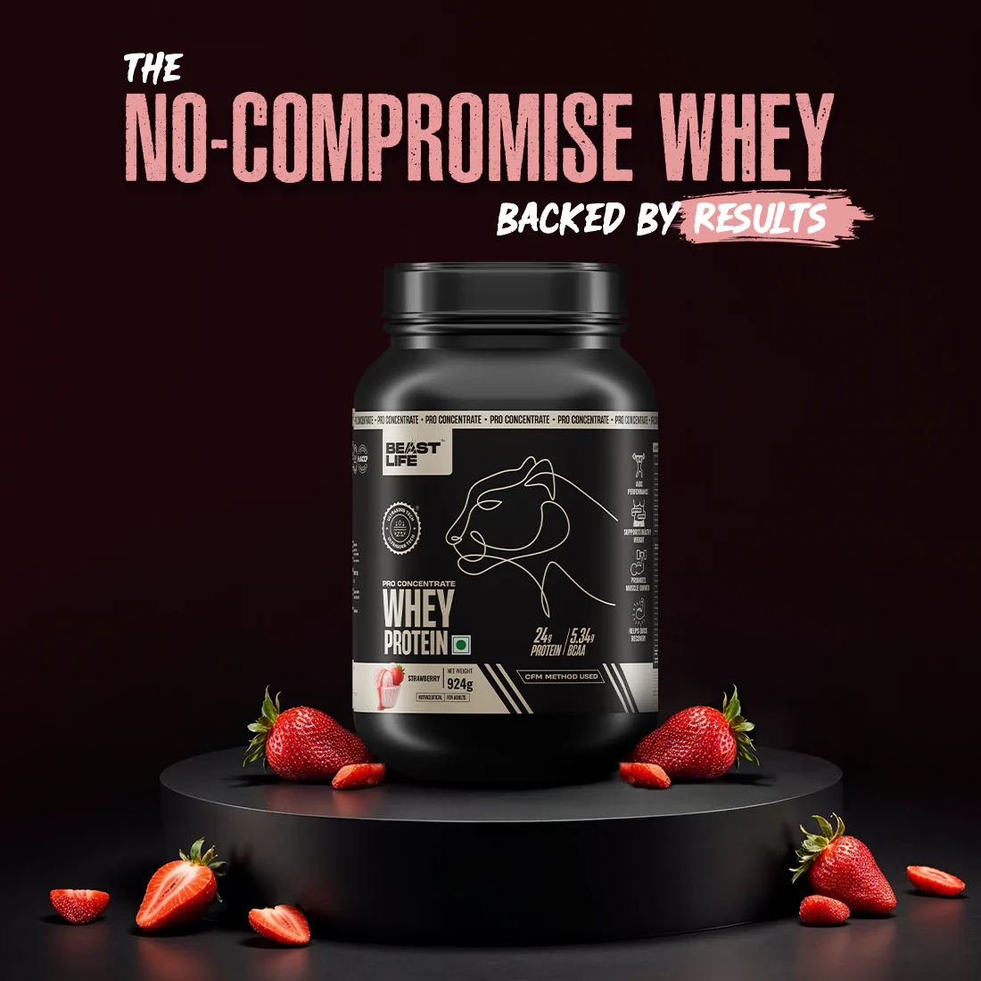 Pro Concentrate Whey Protein with Ultrasorb Tech | Strawberry | 924 g - Image 5