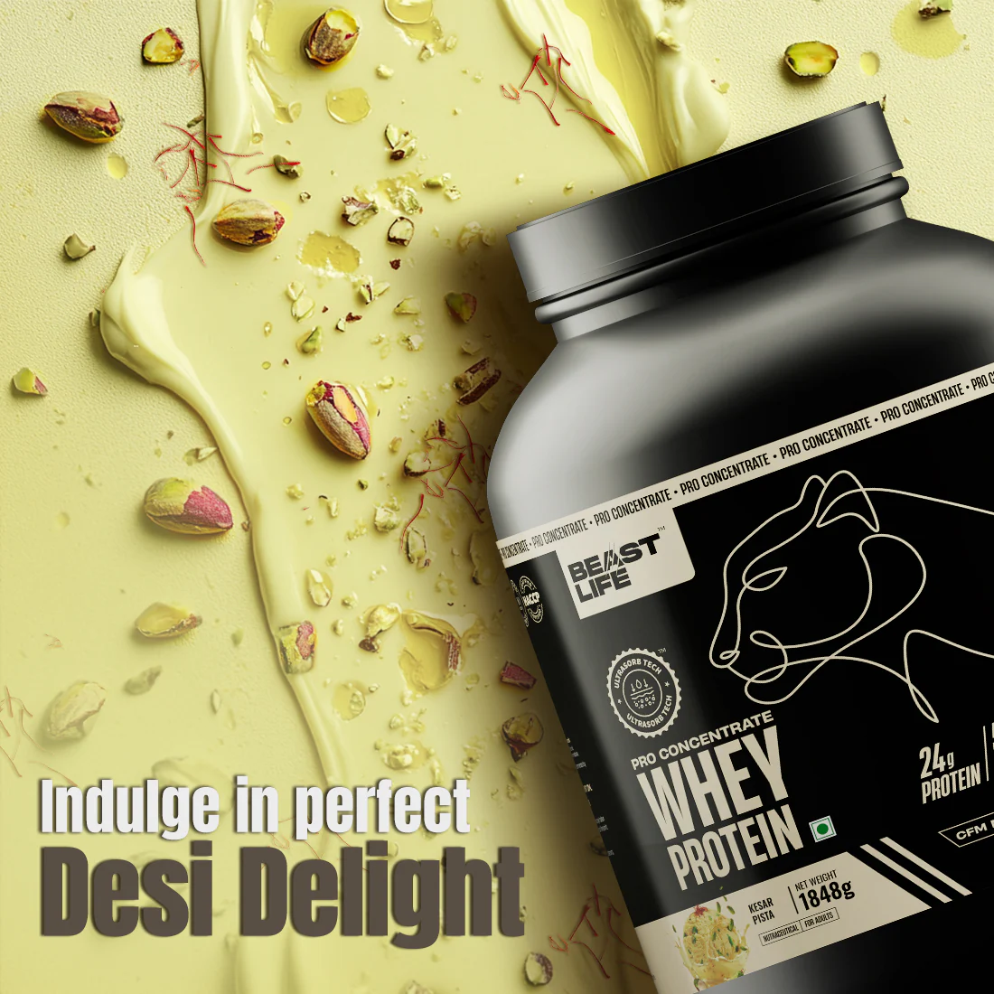 Pro Concentrate Whey Protein with Ultrasorb Tech | Kesar Pista with Real Pista Flakes | 1.848 kg - Image 5