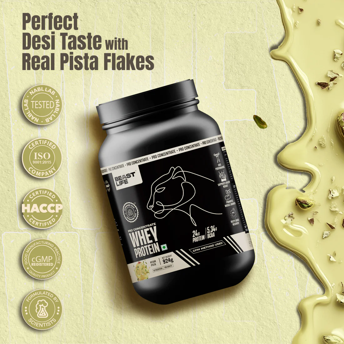Pro Concentrate Whey Protein with Ultrasorb Tech | Kesar Pista with Real Pista Flakes | 924 g - Image 7