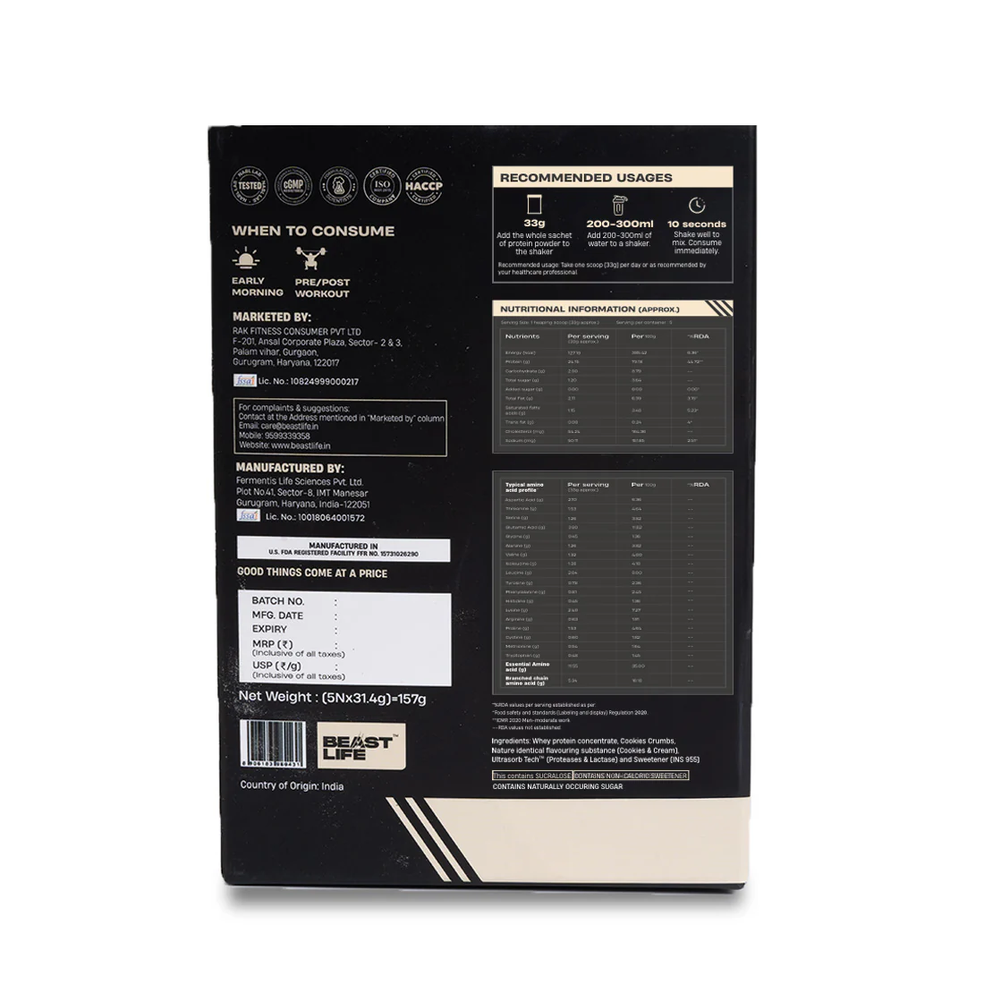 Pro Whey Protein | Cookies & Cream | Pack of 5 Sachets - Image 7