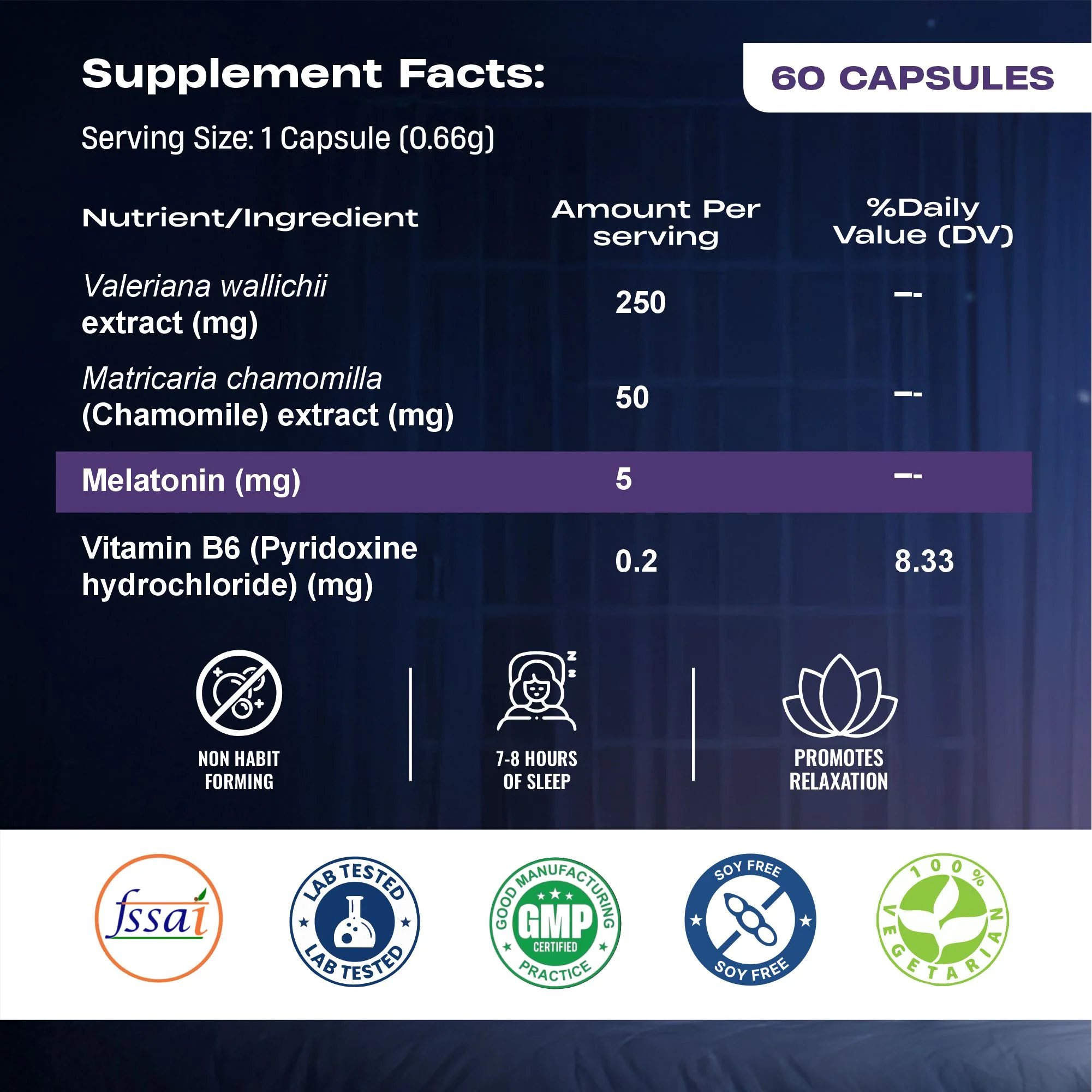 Sleep Support Combo | Melatonin+ 5 mg with Valeriana & Chamomile | 60N + Sleep Mask - Image 9