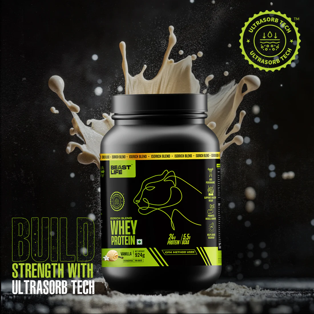 Isorich Blend Whey Protein with Ultrasorb Tech | Vanilla | 924 g - Image 6
